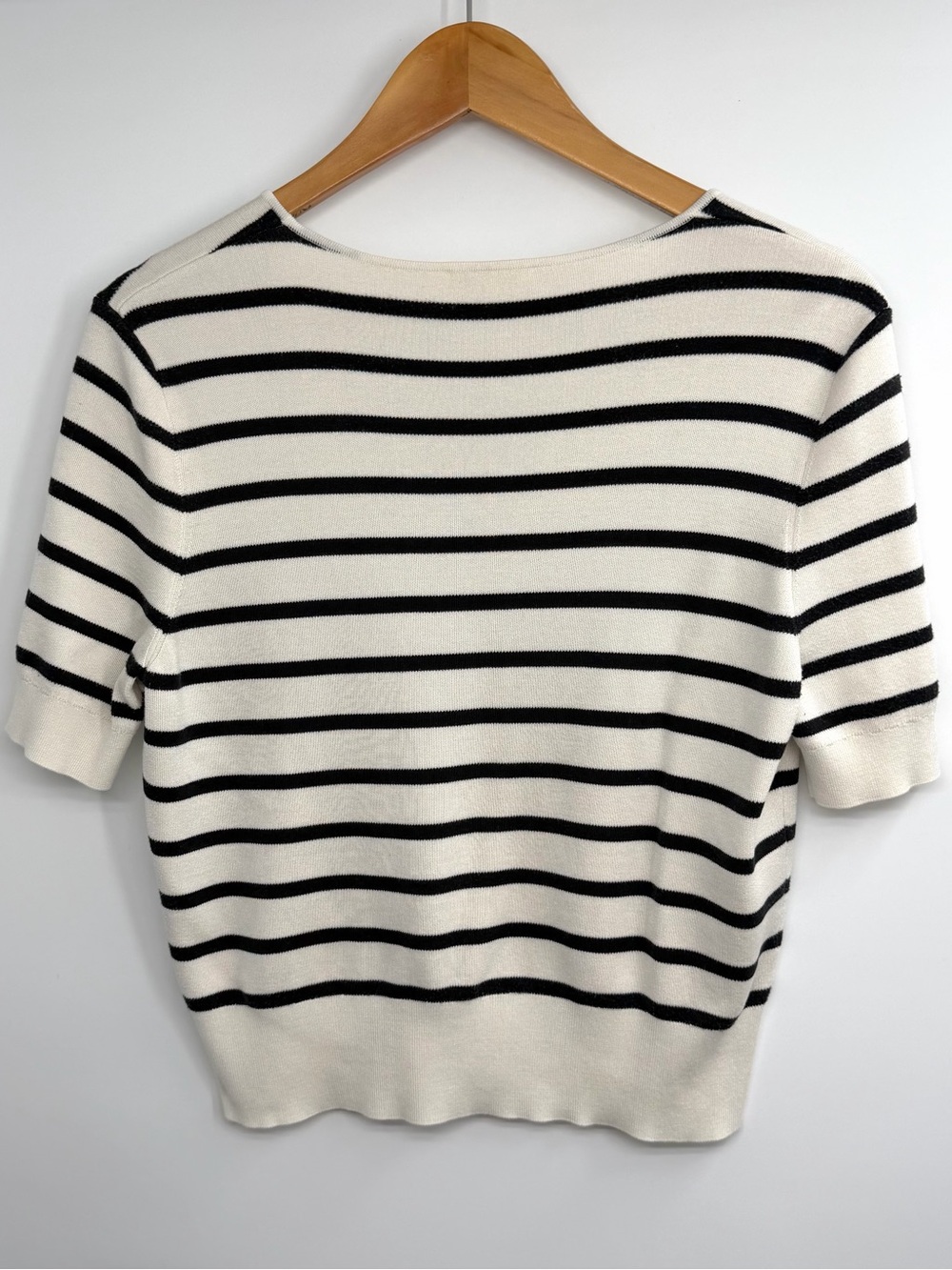 Lilysilk Scoopneck Mulberry Silk Knit Striped Cream Top - Picture 9 of 15